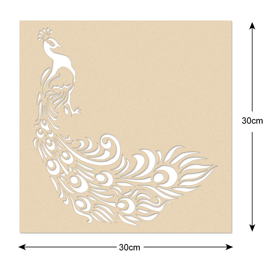 Incredible Gifts India Peacock Diwali Rangoli Floor Decorative Stencil PCK003(Wood, 30cmx30cm, Brown)